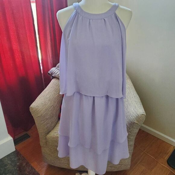 Cupcakes & Cashmere Livia Lavender Chiffon Dress Size Large - Picture 11 of 11